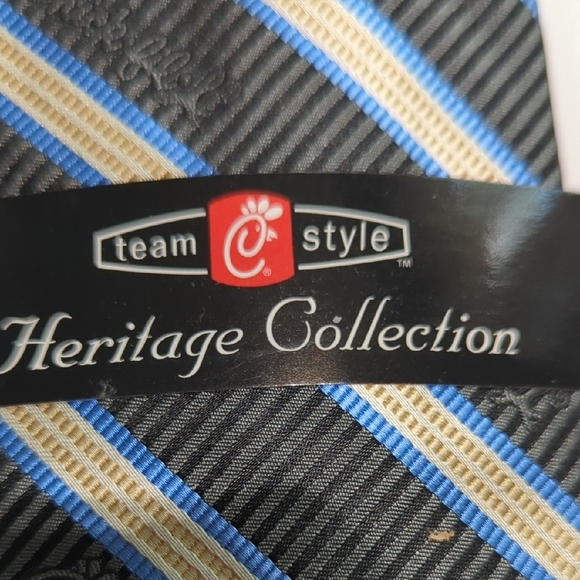 CHICK FIL A Black and Blue Striped Tie.. Amazing!! Eat More Chicken!! Amazing.. - Picture 9 of 12